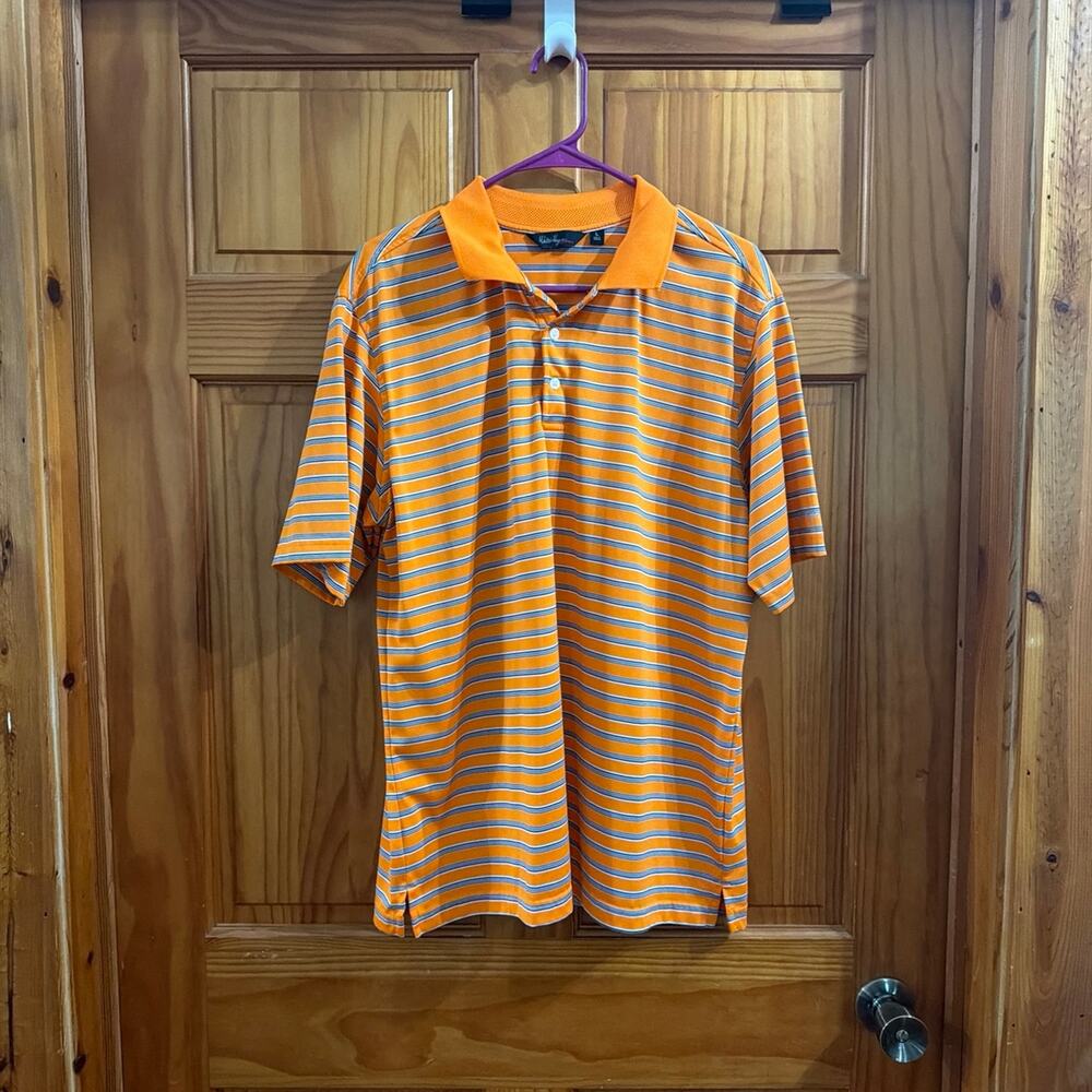 Men's Walter Hagen Orange Striped Polo Shirt Size Large